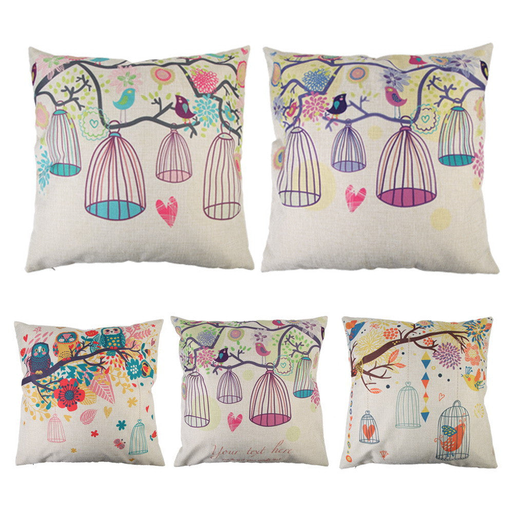 Online discount shop Australia - New Arrival Creative Birdcage Pattern Cotton Pillow Cover Pillow Cushion Cover 43cm * 43cm * 1cm