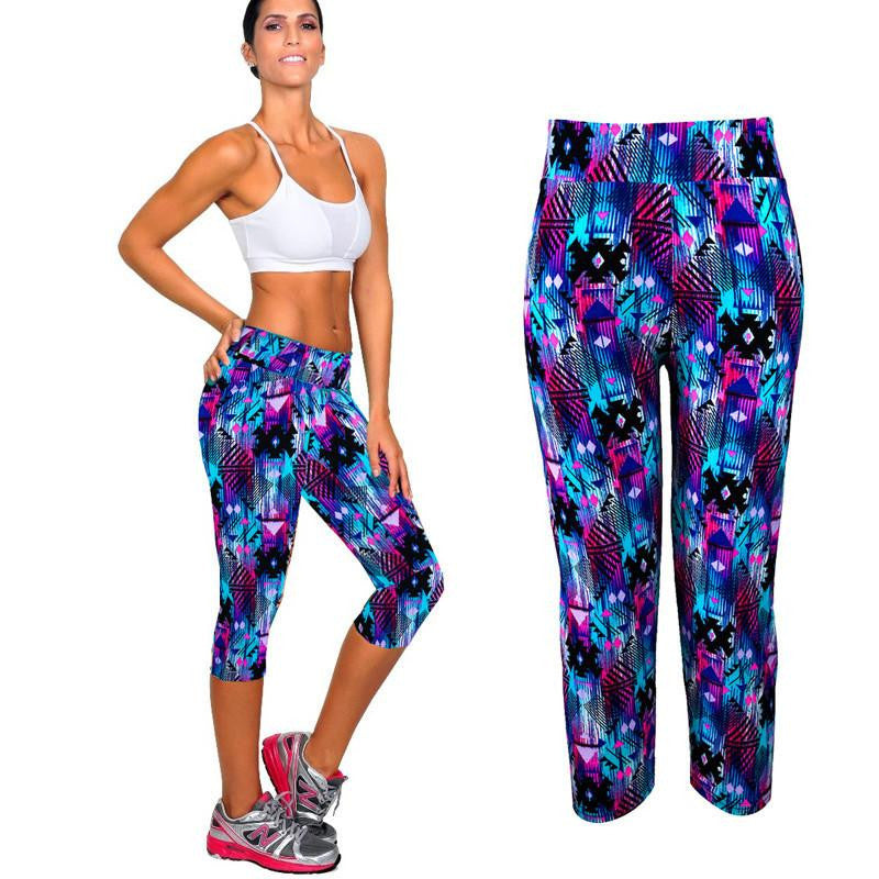 Women Fitness Mid Calf Elastic Pants Leggins Sweatpants Women Printing Legging Jegging