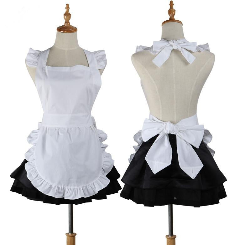 Women Kitchen Apron Plain White Cotton Ruffle Waitress Cosplay Avental de Cozinha Divertido Tablier Cuisine Pinafore Short Apron