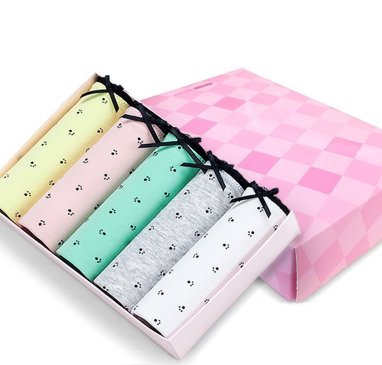 Online discount shop Australia - B.BANG Lovely Bow Cotton Briefs Women Elastic Dot Panties Underwear for Women 5 pcs/lot M-L-XL