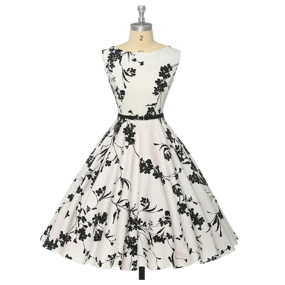Women Summer Dress plus size clothing Audrey hepburn Floral robe Retro Swing Casual 50s Vintage Rockabilly Dresses Vestidos