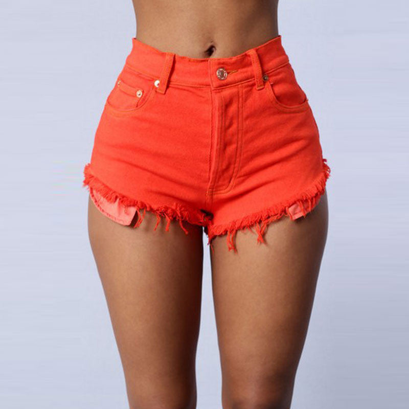 Plus Size Denim Shorts Women Casual Short Jeans Femme Candy Color Shorts With High Waist Lady Short Pants Jeans For Women