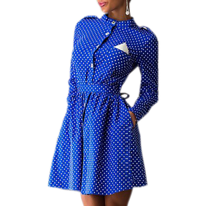 Online discount shop Australia - Autumn Polka Dot Decoration Long Sleeve Sexy Slim Mini Dress Casual Style Dress Three Colors Dress Vestidos Q0009B