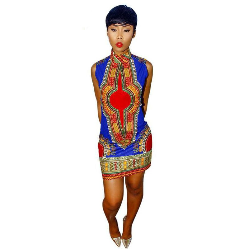Women Summer Dress Robe Mini Printed Boho Ladies Dresses African Sundress Short Vintage Bodycon Dress Clothing