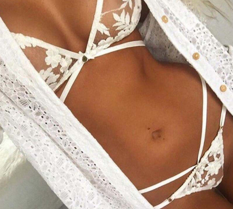 Online discount shop Australia - lace bra set lingerie women underwear brief ladies crop top triangle bikini sujetadores lingerie ladys panty and bra sets