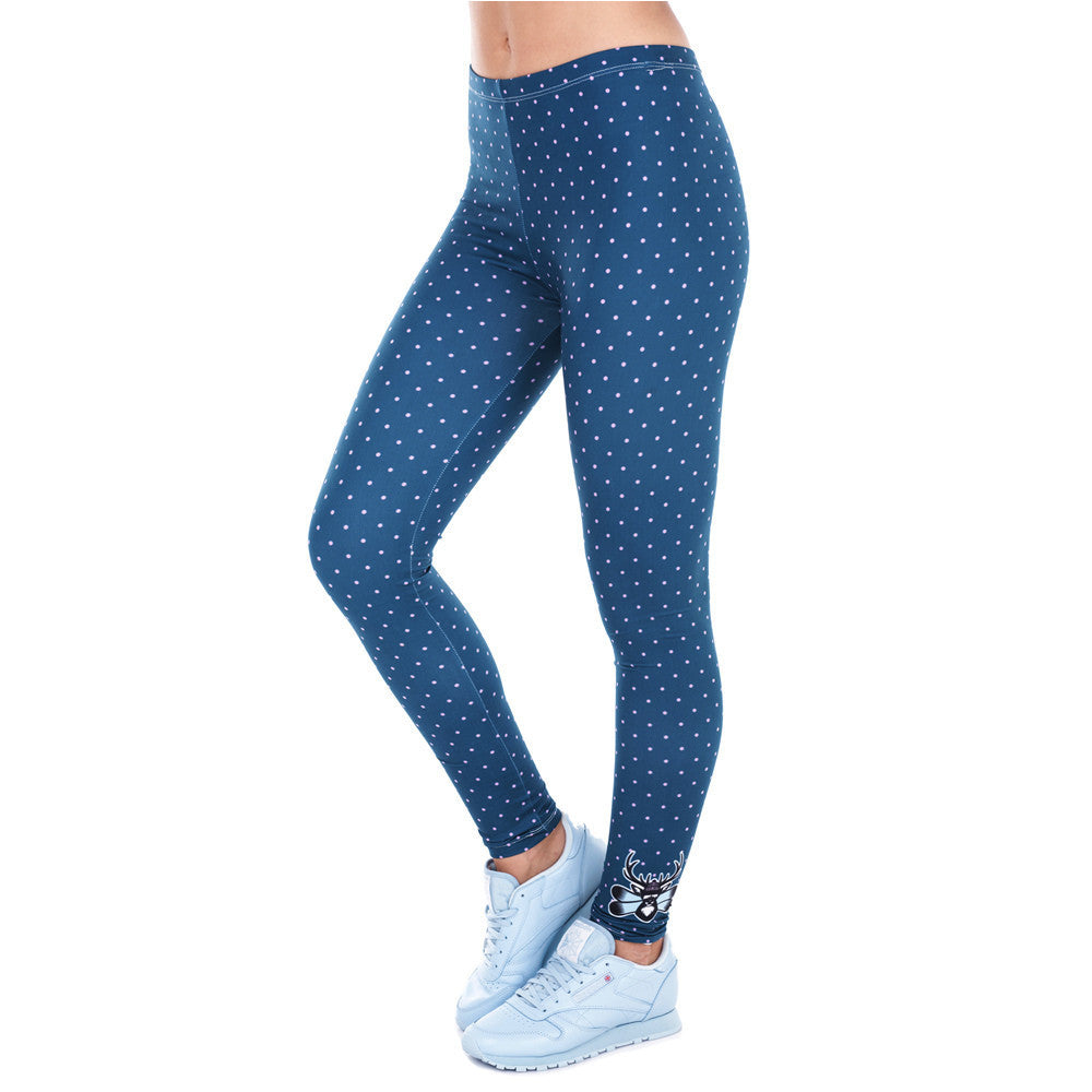 Printed Women ride Deer Dots Legging High Waist Legins Elastic Silm Fit Women Pants Leggings
