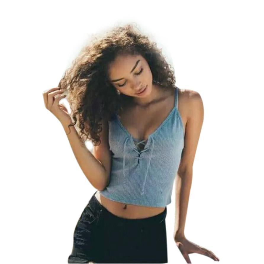 women Harajuku front cross bandage strappy bustier crop top tank bralette brandy melville Camis