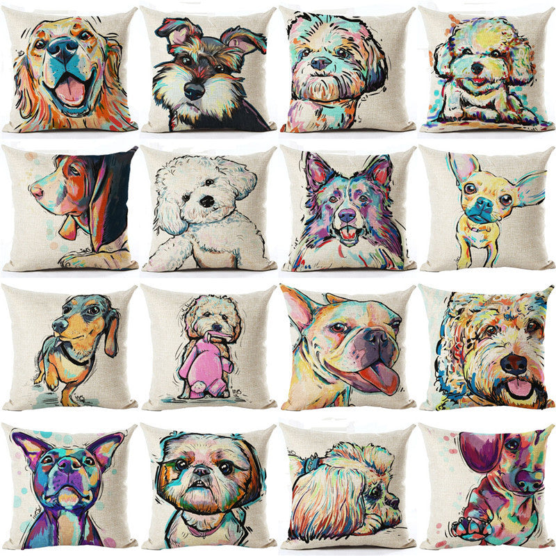 Online discount shop Australia - Fashion Style Cartoon dog Cushion Customized Throw Pillow Home Decorative Cotton Linen Square Printing
