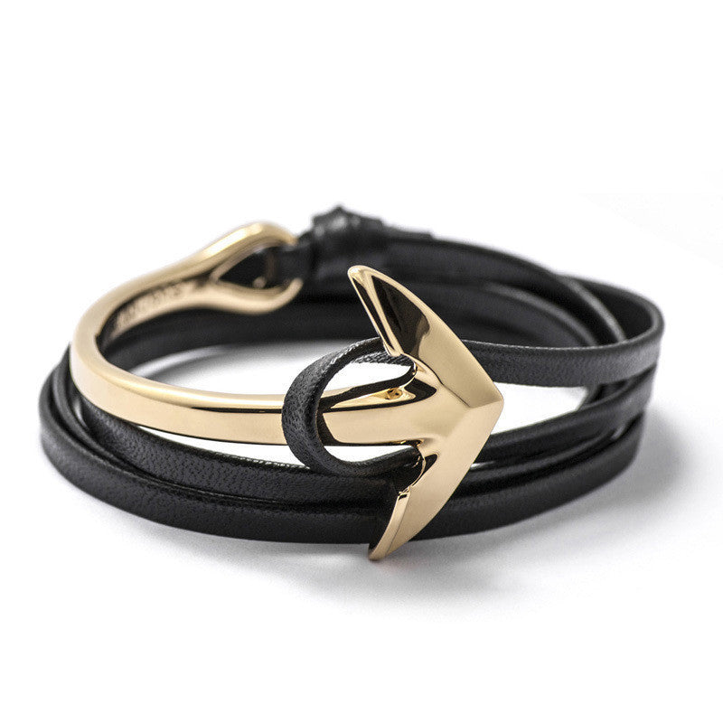 Online discount shop Australia - New Anchor Bracelet Men Women Leather Wap Bracelets Half Bend Anchor Bangles Jewelry