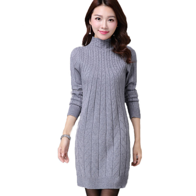 Winter Autumn Women Sweater Dresses Long Sleeve Knitted Wool Sweater Dress Female Turtleneck Mini Slim Dress Woman Clothing