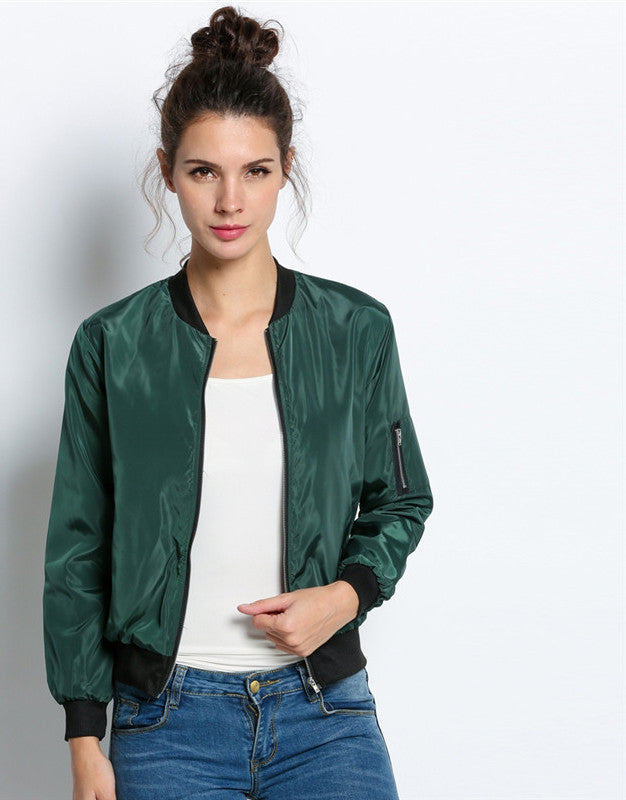 Online discount shop Australia - Fashion Bomber Jacket Women Long Sleeve Basic Coats Casual Thin Slim Outerwear Short MA1 Pilot Bomber Jackets