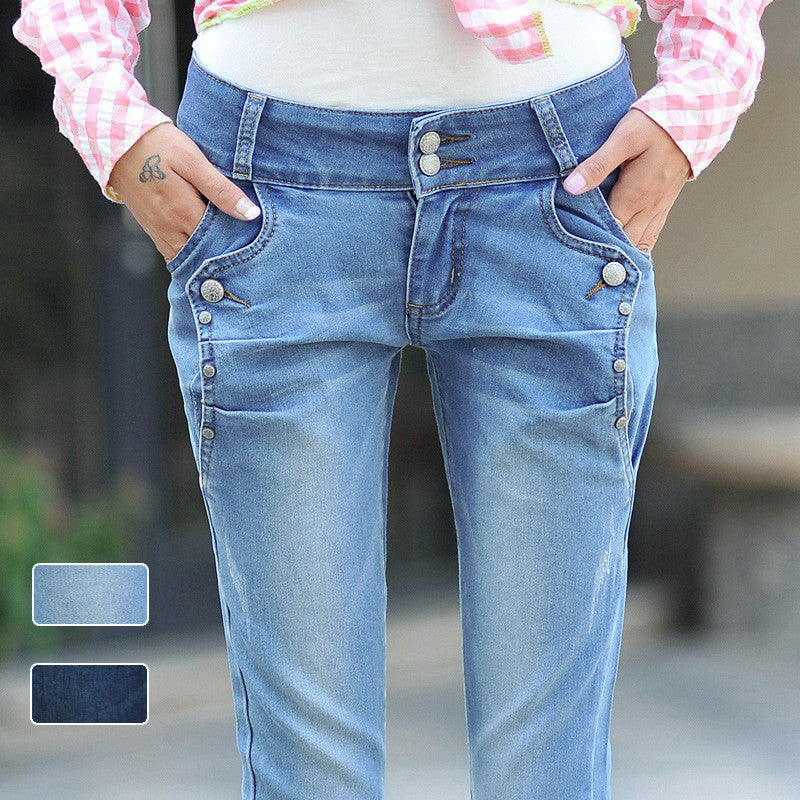 famous brand women jeans fashion breasted female jeans Slim pencil jeans pants for woman 40P057