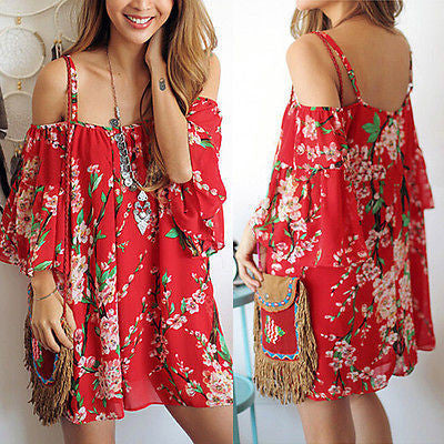 Women BOHO Casual Sleeveless Party Evening Short Mini Dress