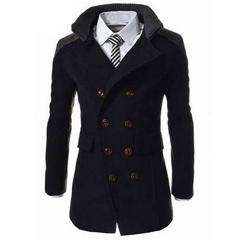 Online discount shop Australia - Fashion Men's Coat Turn-down Collar Wool Blend Men Pea Coat Double Breasted Overcoat MWN113