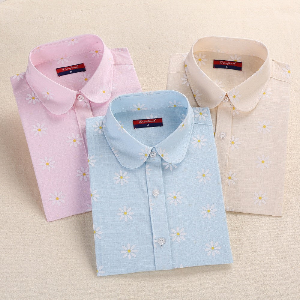 Online discount shop Australia - Funny Animal Print Shirts Women Cotton Linen Blouse Vintage Long Sleeve Women Shirts Plus Size