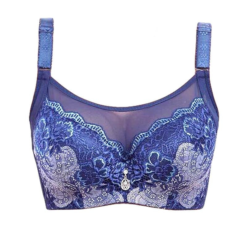 Underwear Woman Push up Bra set flowers sexy lace bra big Large Size 44 C D Cup plus size bras for women