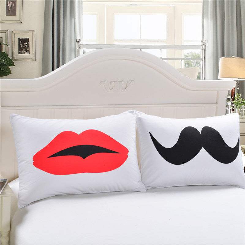 Online discount shop Australia - Lips And Moustache Pillowcase Surprise Price For Double Bolster Bedclothes 50cmx75cm Body Pillow Case Valentine's Gift