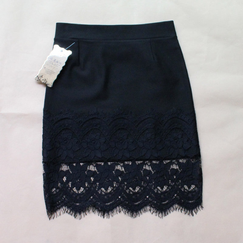 Women Skirt Lace Stretch Office Stretch Black Pencil Skirts KB655