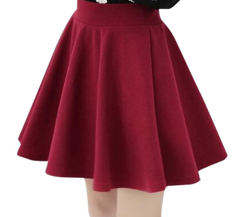 Online discount shop Australia - East Knitting women high waist pleated skirts new fashion Black candy color skirt