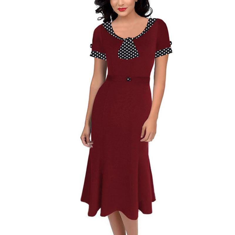 Womens Elegant Vintage Pinup Retro Rockabilly Mermaid Wear to Work Party Evening Formal Stretch Bodycon Dress Plus Size XXL 3XL