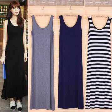 Online discount shop Australia - Dress Sexy Women Maxi Dress Solid O-neck Sleeveless Modal Casual Dress Elegant Evening Party Long Dresses Vestidos