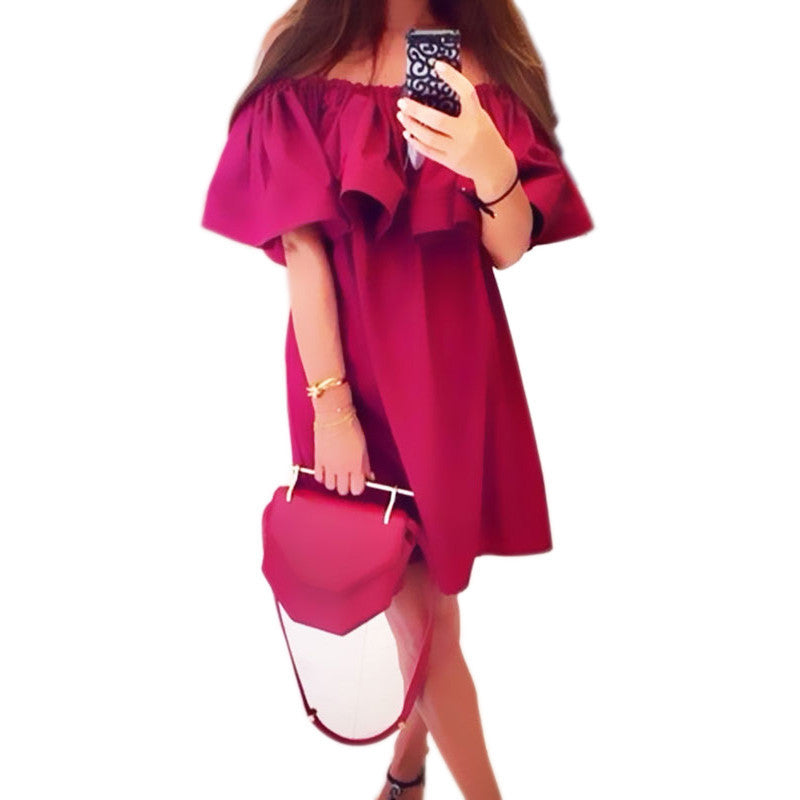 Ruffle Summer Dress Party Elegant White Dress Women Vestidos Slash Neck Dresses For Women Sundress Beach Dress Vestido Plus Size