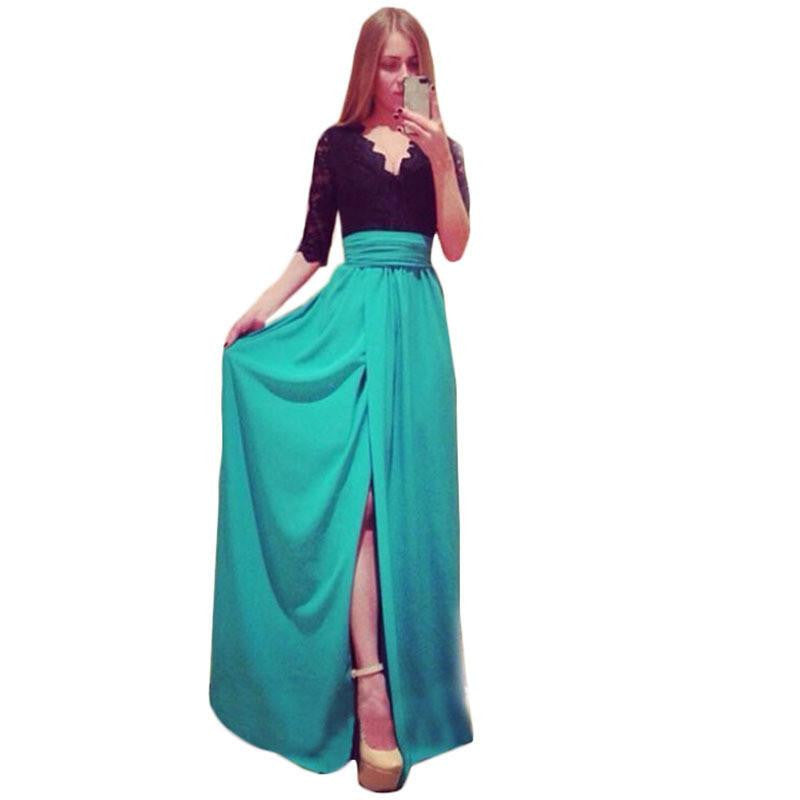 Summer Dress Plus Size Clothing Maxi Dress Long Summer Style Side Split Dresses Spliced Bandage Vestidos Dresses C170