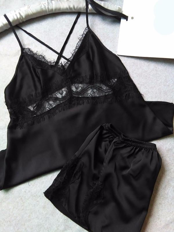 pijamas set Women Sleep set Deep V-neck Spaghetti Strap Shorts pijama women pajama sets