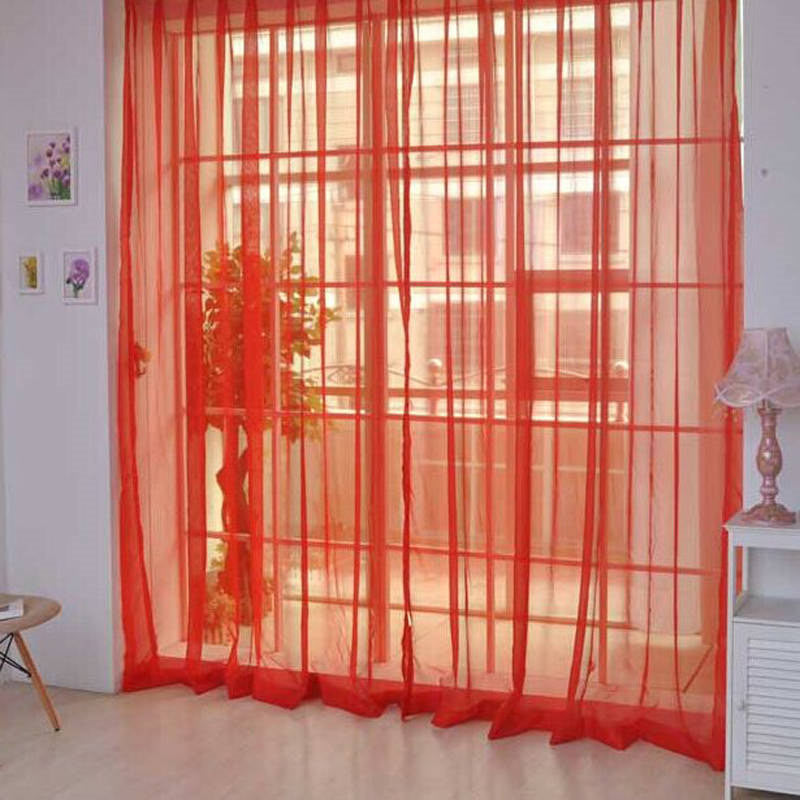 Online discount shop Australia - Fashion Colorful Solid Floral Tulle Voile Door Window Curtain Drape Panel Valances Scarf Divider New
