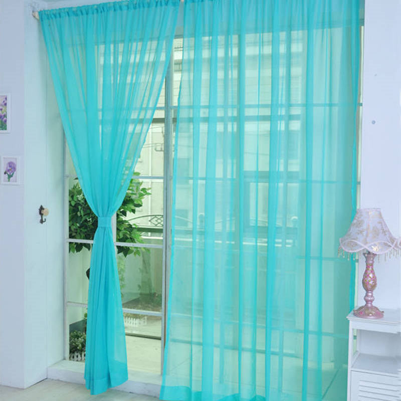 Online discount shop Australia - Fashion Colorful Solid Floral Tulle Voile Door Window Curtain Drape Panel Valances Scarf Divider New