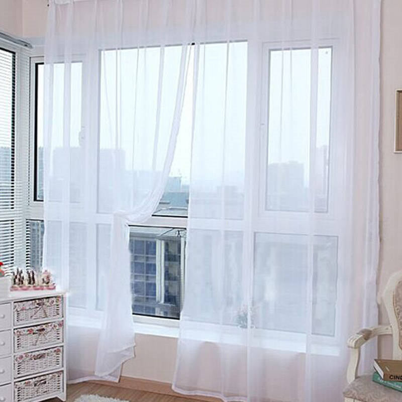 Online discount shop Australia - Fashion Colorful Solid Floral Tulle Voile Door Window Curtain Drape Panel Valances Scarf Divider New