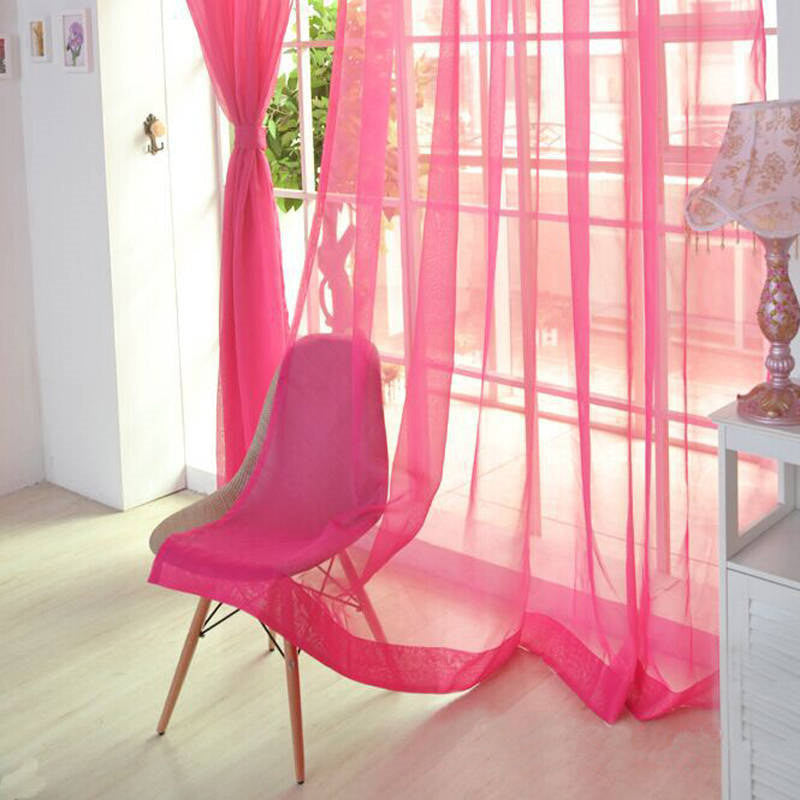 Online discount shop Australia - Fashion Colorful Solid Floral Tulle Voile Door Window Curtain Drape Panel Valances Scarf Divider New