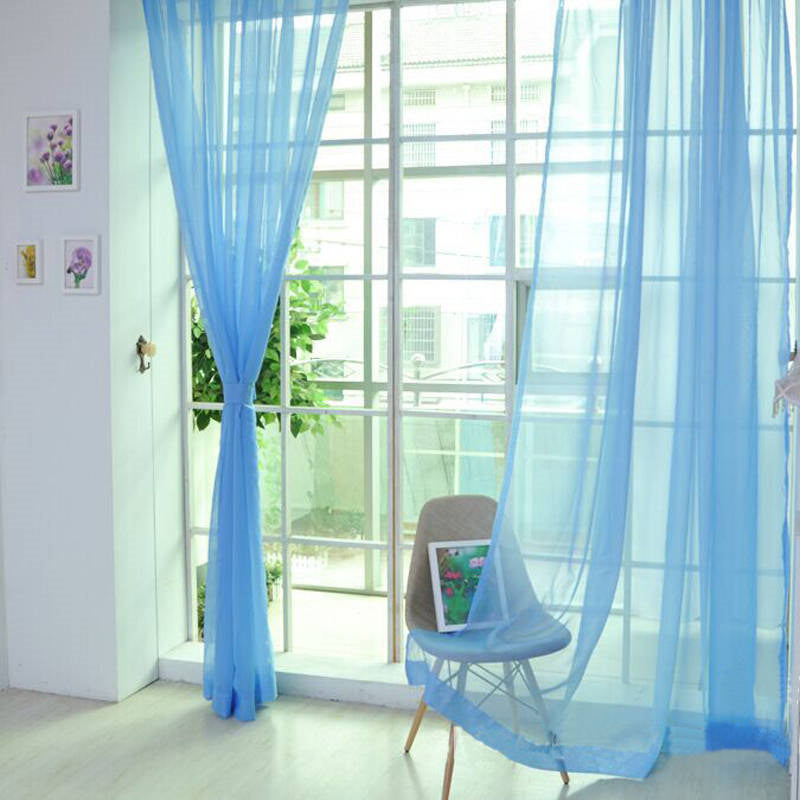 Online discount shop Australia - Fashion Colorful Solid Floral Tulle Voile Door Window Curtain Drape Panel Valances Scarf Divider New