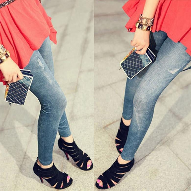 Women Lady Casual Jeans Skinny Jeggings Stretchy Slim Leggings Trousers