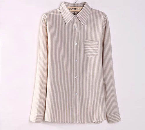 Online discount shop Australia - Colorful Apparel Formal Blouses Long Sleeve Button Down Women's Shirt Vertical Striped Cotton Pocket Career Tops