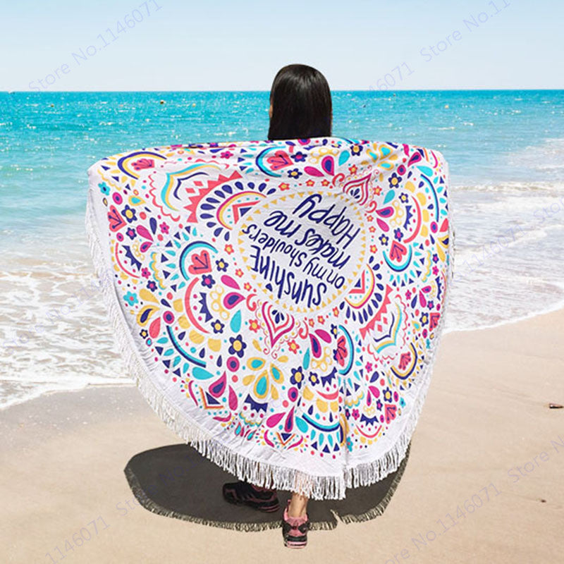 Online discount shop Australia - Colorful Beach Towels With Tassel Swimming Bath Towel Letter Print Picnic Serviette Beach Throw Tapestry