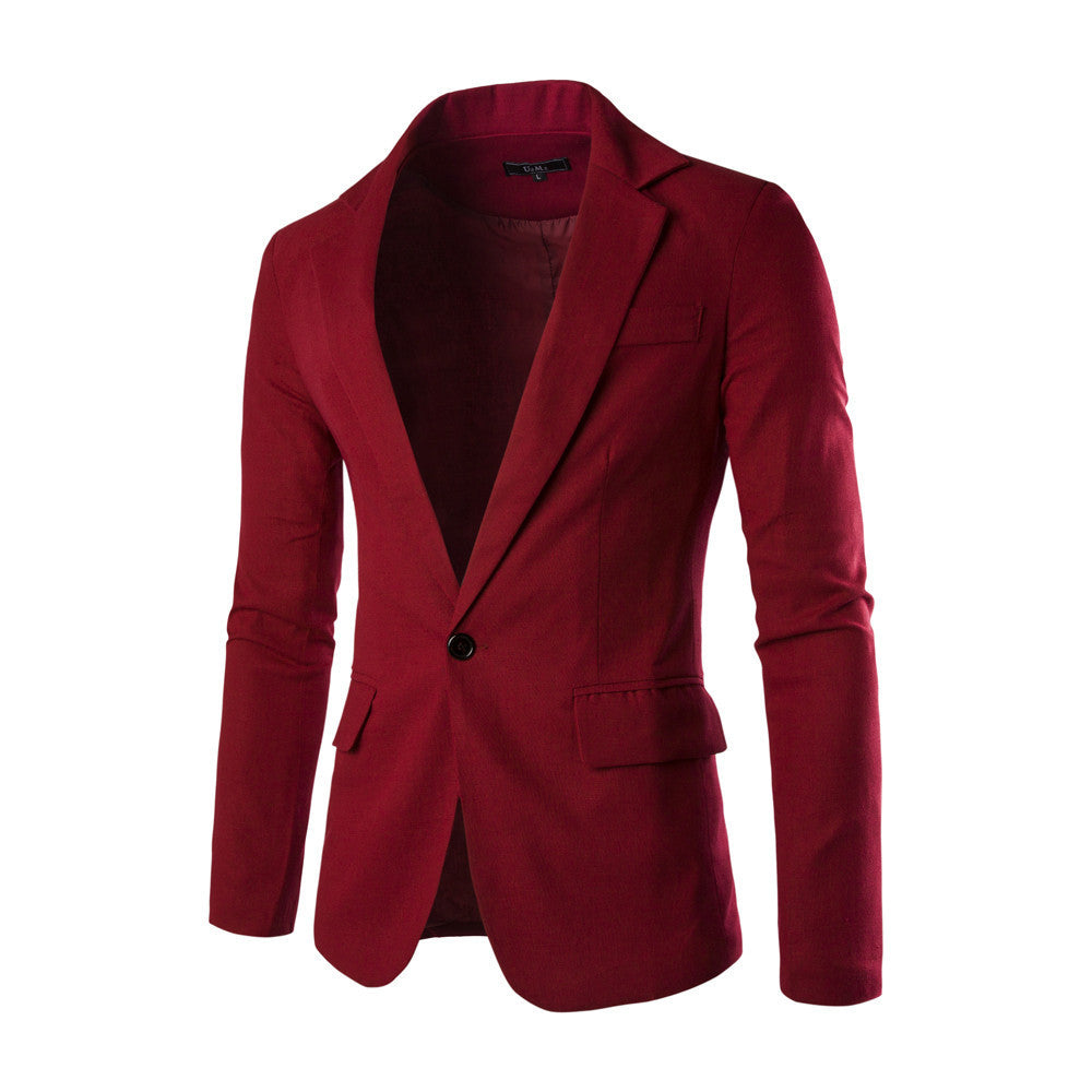 One Button Men Blazer Slim Fit Costume Homme Suit Jacket Masculine Blazer 8 Color