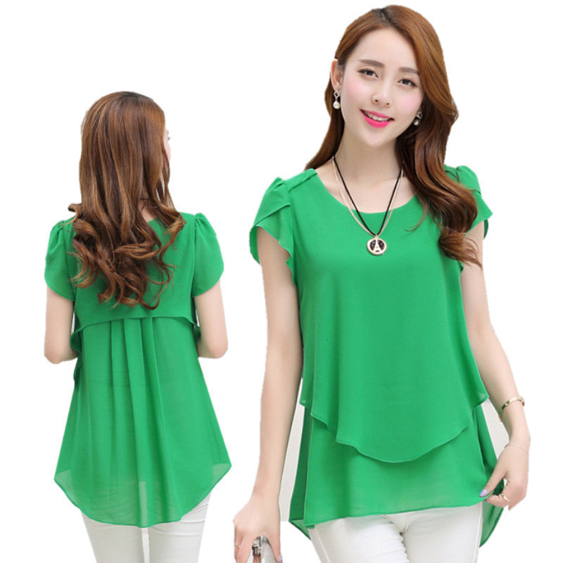 Women Short Sleeve Chiffon Blouse 5XL Plus Size Women Clothing Vintage Female Tops And Blouses