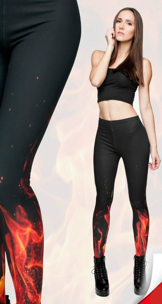 Online discount shop Australia - New 3D print retro blaze fire black sexy women casual style punk rock leggins adventure time fullprint pants Leggings