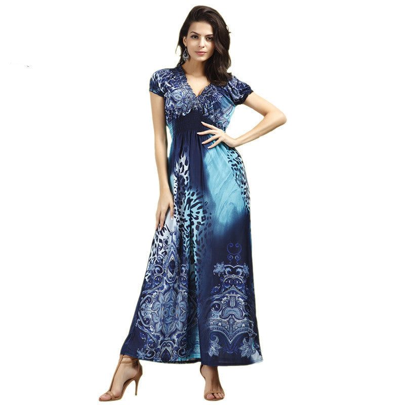 Online discount shop Australia - Fashion Beach Dress Leopard Dress Bohemian Mopping Large Size Ice Silk Dresses