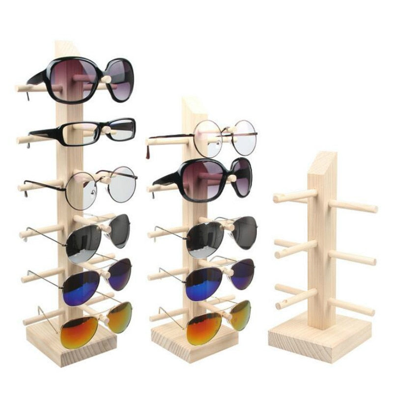 New Sun Glasses Eyeglasses Wood Display Stands Shelf Glasses Display Show Stand Holder Rack 9 Sizes Options Natural Material