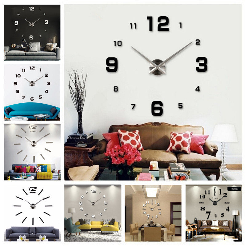 DIY 3d Home Decoration Wall Clock Big Mirror Wall Clock Modern Design,Large Size Wall Clocks.DIY Wall Sticker Unique Gift