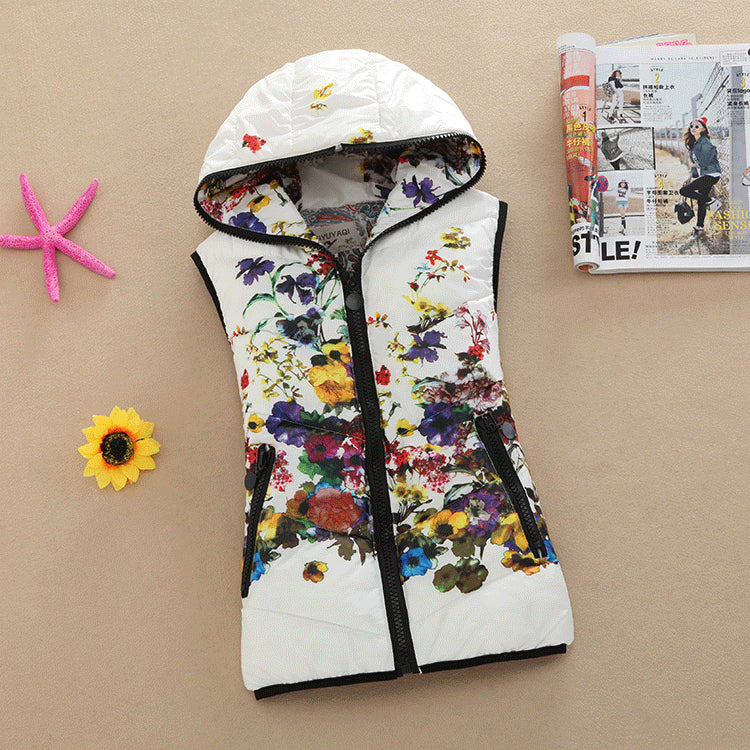 Online discount shop Australia - Genuine Ladies Vest Jacket  Women Korean Printing Cotton Vest Short Slim Down cotton Hooded Vest women coat