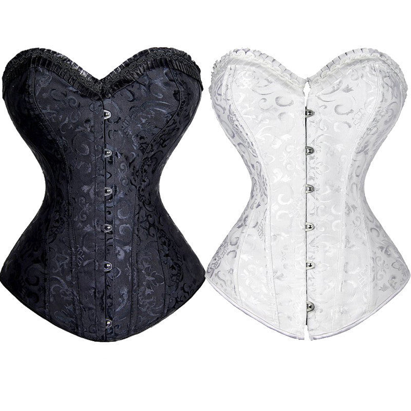 Online discount shop Australia - 12 SPIRAL STEEL BONE  STYLE SLIMMING SEXY WAIST WOMEN'S TRANING SHAPER OVERBUST LACE UP BLACK & WHITE CORSET SZ S-6XL