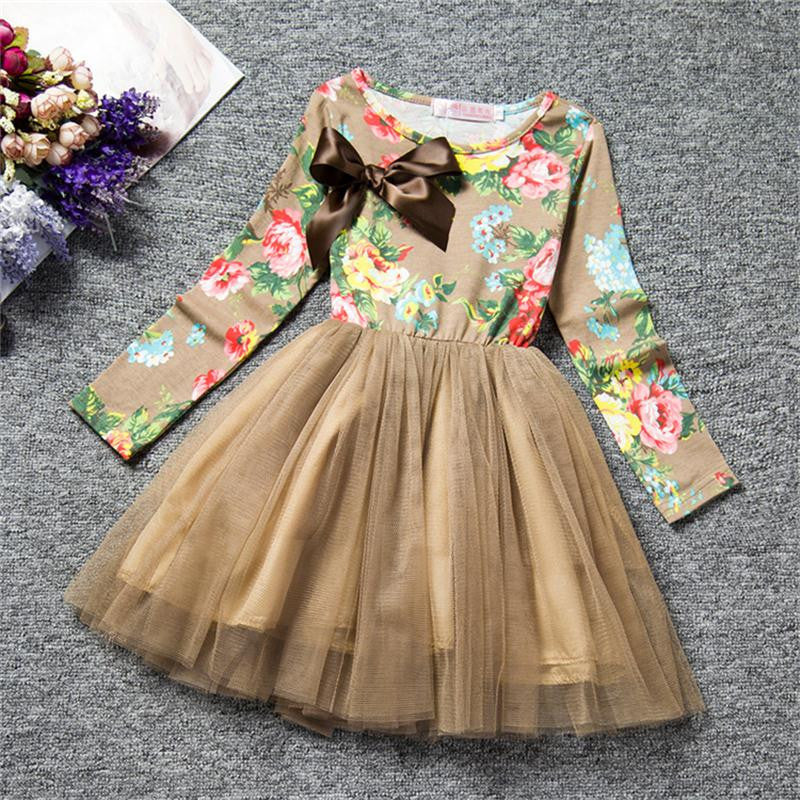 Online discount shop Australia - Flower Print Girl Dress New Brand Christmas Costume For Girls Party Birthday Tutu Girls Dresses Children Clothing