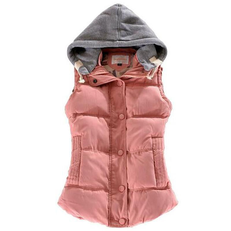 Women Fashion Waistcoat Hooded Thick Warm Down Cotton Wool Collar Vest Female Large Size Jacket&Outerwear BN293