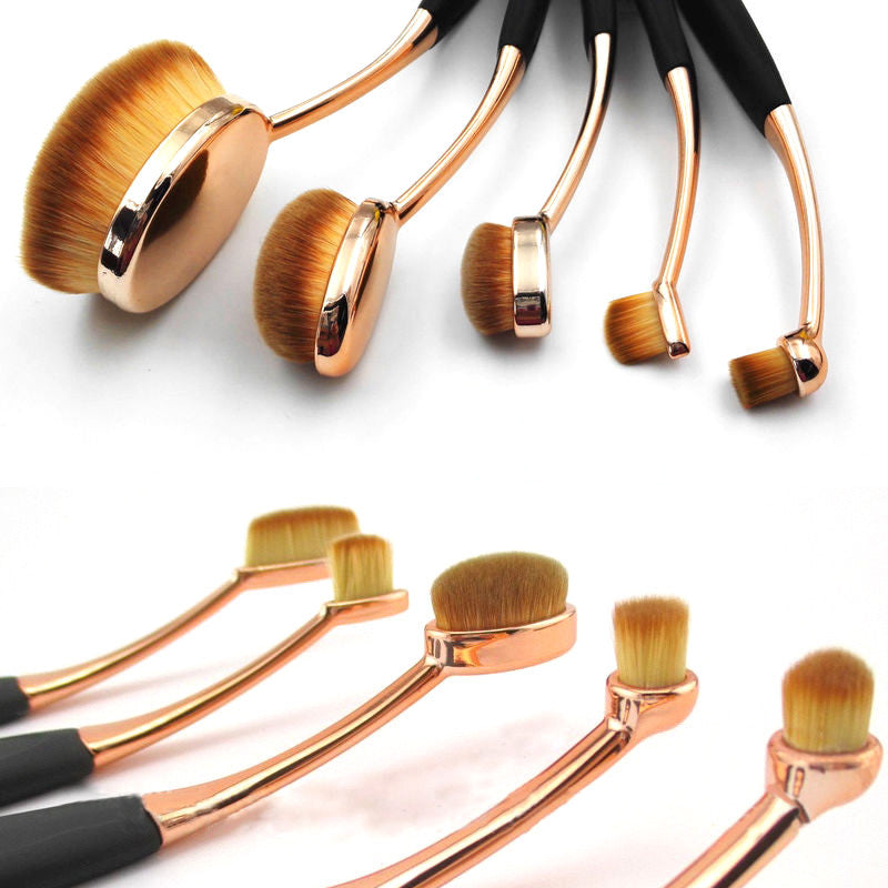 GOLD Toothbrush 10PCS Makeup Brush Set Artist Oval Puff Cream Foundation Contour Blush Powder Beauty Kit Kim Kardashian Style - CelebritystyleFashion.com.au online clothing shop australia