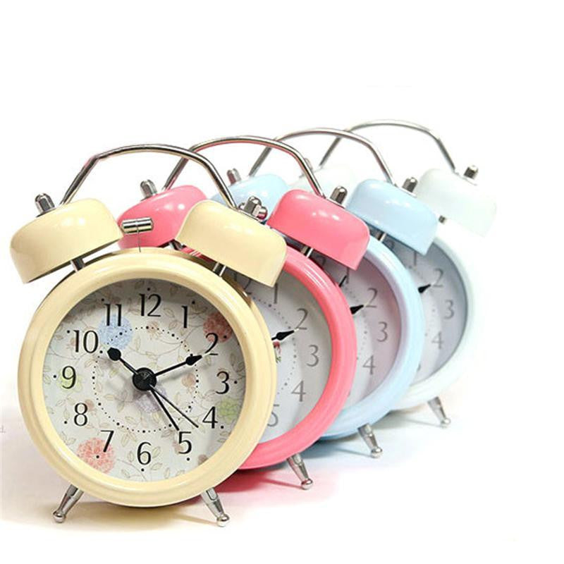 Fashion Home Decor Metal Double Twin Bell Silent No ticking Metal Desk Table Alarm Clock Backlight
