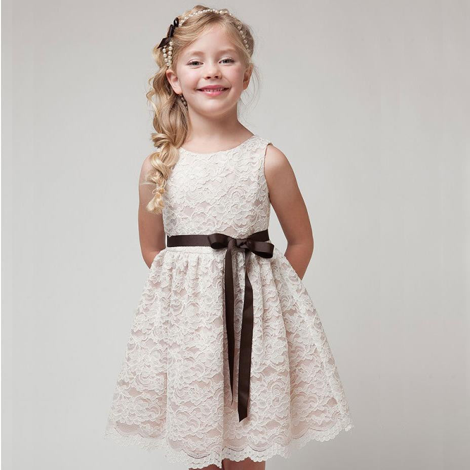 children clothes girls beautiful lace dress white baby girls dress teenager kids dress for age 2-12