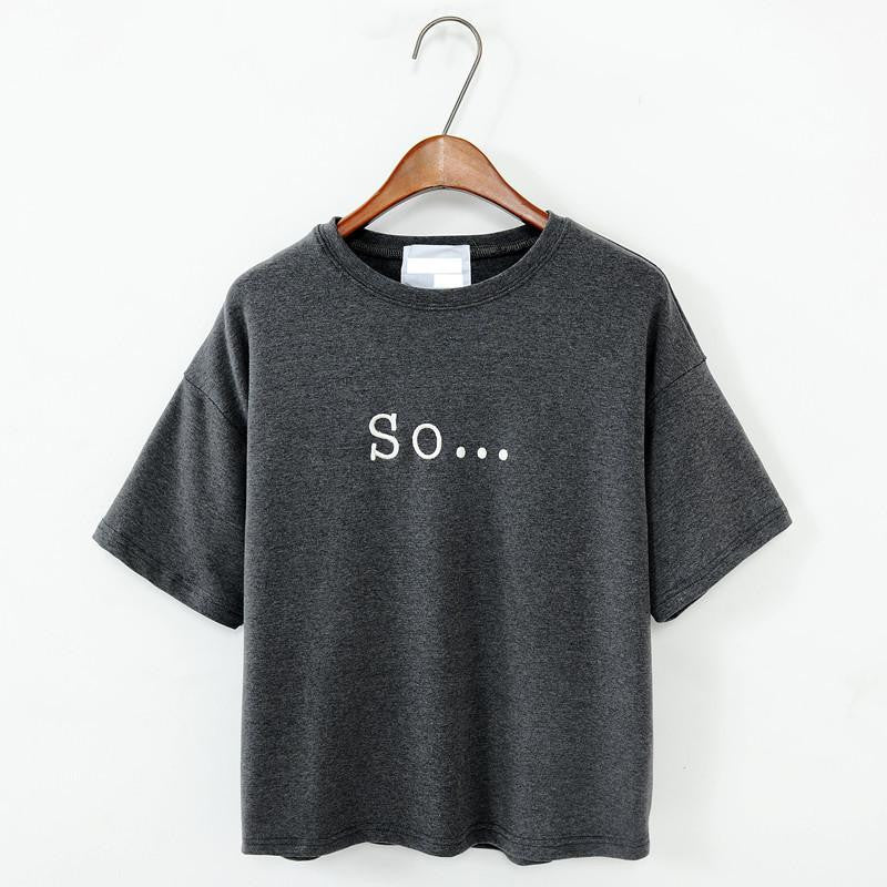 Style Women's T Shirt Women Tops Loose Embroidered Letters Cotton Short Sleeve T-shirt Female T Shirts